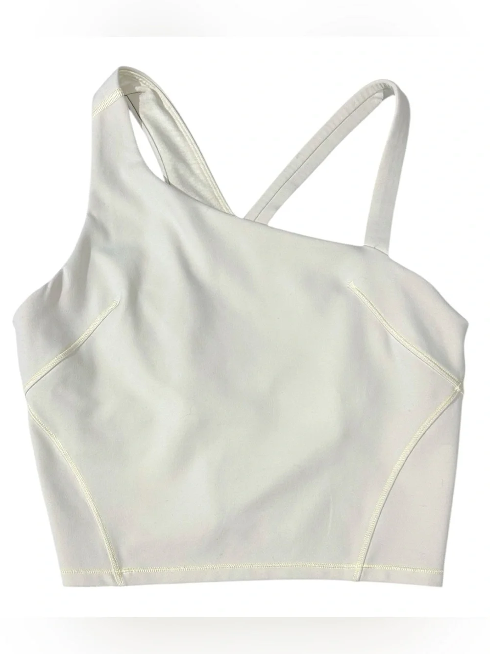 Lululemon Everlux Asymmetrical Tennis One Shoulder Sports White Bra size 6